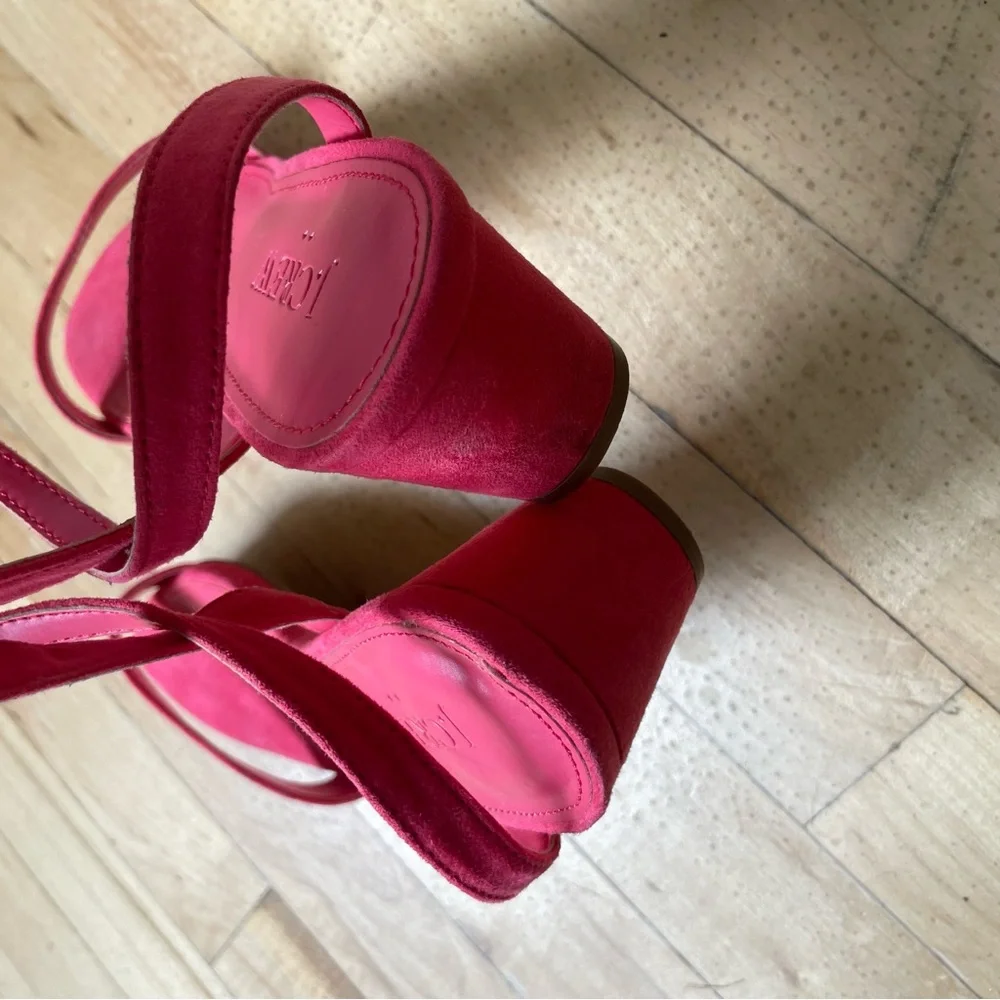 J. Crew pink heels women’s size 7 wrap suede Sleek‎ Minimalist Design